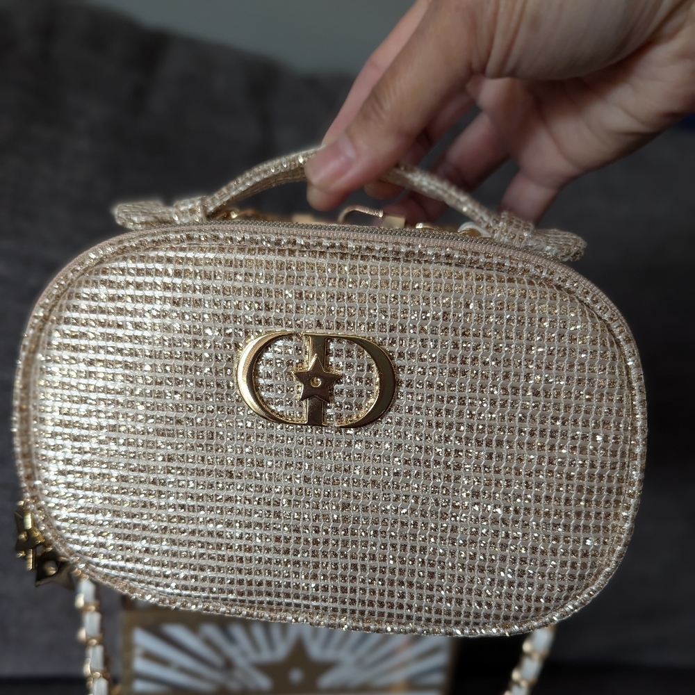 Gold Glitter Christian Dior Makeup Pouch (GWP)
